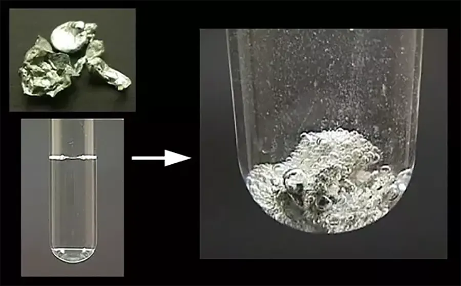 واکنش فلز روی با هیدروکلریک اسید